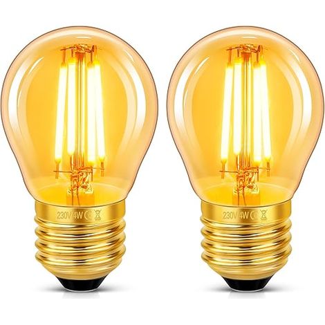 Ampoule E27 4W LED Filament, 40W, Verre Ambré Blanc Chaud 2200K, G45, 400LM, AC 220V, Non-Dimmable, Décorative (1/5)