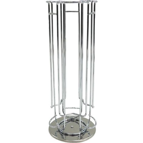 Porte-capsules rotatif - 1 unité - Acier chromé - Rangement organisé 18 dosettes - Cuisine et coin café - Gris 32,6 x 12,5 cm (1/5)