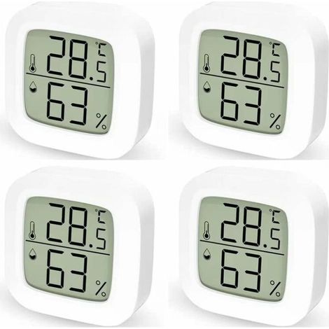 Set di 4 termometri digitali igrometri per interni, ideali per la casa e la camera da letto. (1/5)