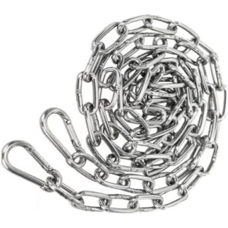 Chaîne en Acier inoxydable 3mm 2m Chaine Acier + 2 pcs Mousqueton Chaîne de Maillon d'extension pour Accrocher Chaîne d'ancre (1/5)