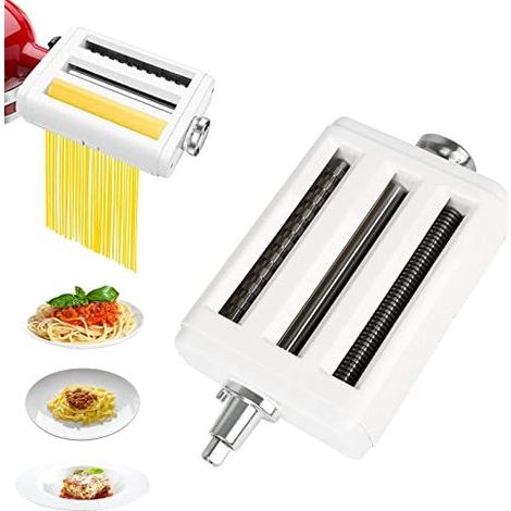 Applicable Accessoire pour machine à pâtes en acier inoxydable, rouleau à pâtes et coupe-pâtes pour batteurs sur socle, comprend une brosse de nettoyage pour un entretien facile (1/5)