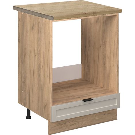 Herdumbauschrank Fame-Line, GrauBeige, 60 cm , AP Eiche, Vicco