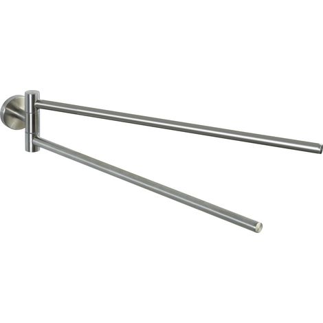 WENKO Portasciugamani da parete per bagno, 2 barre rotanti, Bosio, acciaio inossidabile, 5,5x9x43 cm, opaco (1/6)