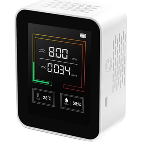 Intelligentes Multifunktions-Messgerät mit großem Bildschirm für CO2, TVOC, Temperatur und Luftfeuchtigkeit – tragbares Testgerät für den Haushalt (1/5)