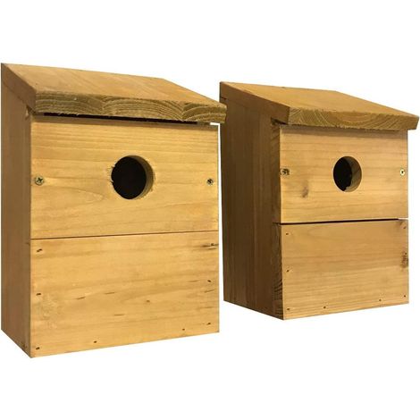 Wooden Multi-Hole Wild Bird Classic Nest Birdhouse Boxes (Set of 2) (1/5)