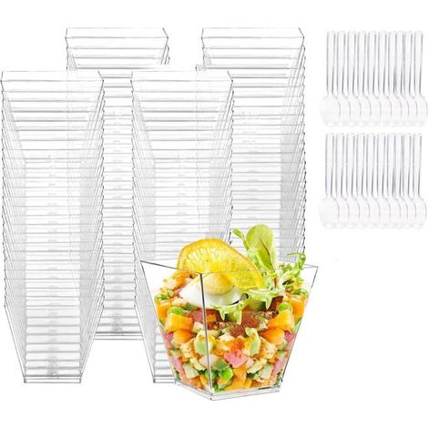 50 pièces tasses à dessert, 60 ml, réutilisables, gobelets verrines pour mousse et mini desserts, idéales pour mariages et goûters