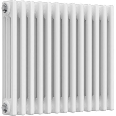 Reina Colona 3 Column Horizontal Radiator 500mm H x 605mm W - White