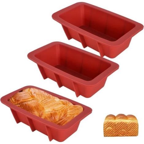3-teiliges rechteckiges Kuchenform-Set, antihaftbeschichtetes Silikon, Mini-Kuchenform zum Backen von Gebäck und Brot (1/4)
