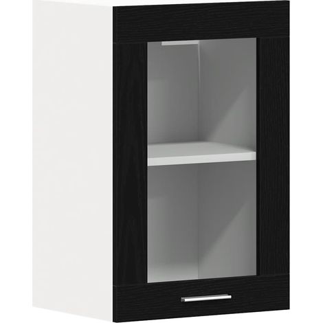 Hanging Glass Cabinet Black Oak 40x31x60 cm Engineered Wood vidaXL (1/5)