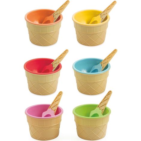 SET 2 COPPETTE GELATO CON CUCCHIAINO 3 COLORI ASSORTITI (1/5)