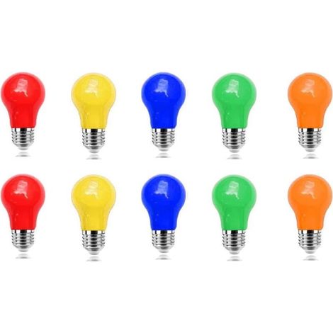 Ampoule Colorée E27, 3W LED Ampoules Couleur, Ampoules LED de couleurs Mélangées,Rouge Jaune Bleu Vert Orange,pour Guirlande Colorée Halloween Décoration de Fête de Noël (1/5)