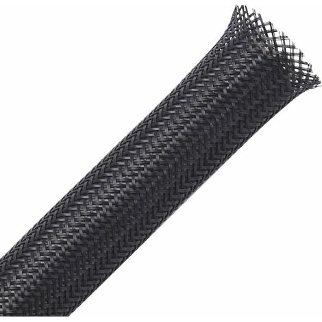 VURAHOME - 13mm-30m Gaine Câble Tressée Extensible Manchon de Câble Cache Fil Rangement Câble Protege Câble pour Câbles Automobiles Fils - Noir (1/4)