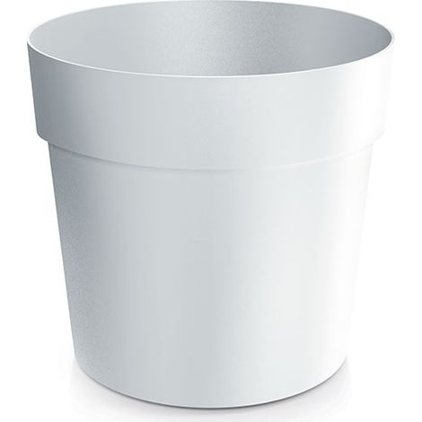 Maceta redonda clásica de plástico blanco de 13,9 cm para cultivo.
