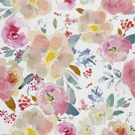 Telas decorativas para exteriores Oxford - Motivo floral en acuarela 2 (1/5)