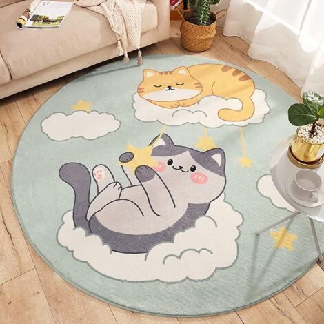 Tapis de Zone Lavables pour Chambre d'enfant Rond Tapis pour Chambre de bébé Duveteux Tapis pour Enfants pour Salon Grands ​Tapis de Jeu Enfant Bebe Tapis de décoration 120 cm (1/4)