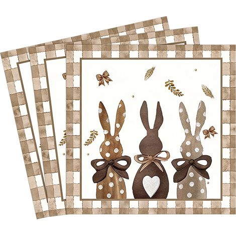 Serviettes En Papier - Assiettes Fêtes De Pâques - Motif Lapin Et Œufs - Pour Décoration De Table Printanière - Lot De 20 (1/4)