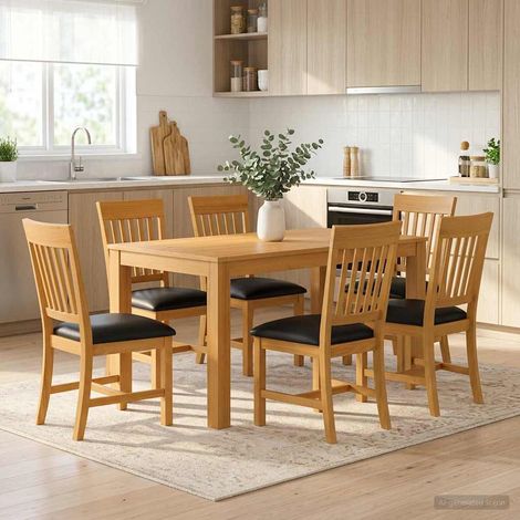 vidaXL Ensemble de salle à manger 7 pc Noir Bois de chêne massif (1/5)