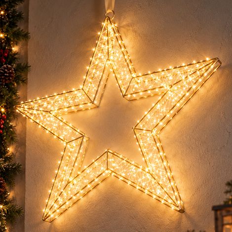 Stella Luminosa di Natale 3D in Metallo con 2400 LED luce calda Larghezza 70 cm (1/5)