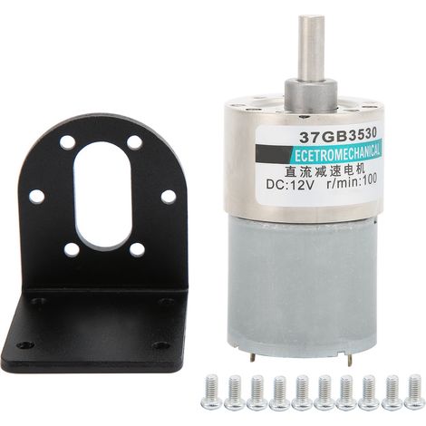 Moteur à courant continu 12V XD37GB3530 avec support, micro moteur à aimant permanent, faible vitesse, couple élevé, 100 tr/min, petit engrenage DC. (1/5)