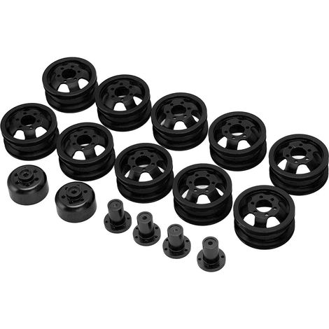 Moyeux en alliage d'aluminium pour véhicule militaire chenillé 6WD WPL B24 B36 1/16, jantes noires, jeu de 6 (1/5)