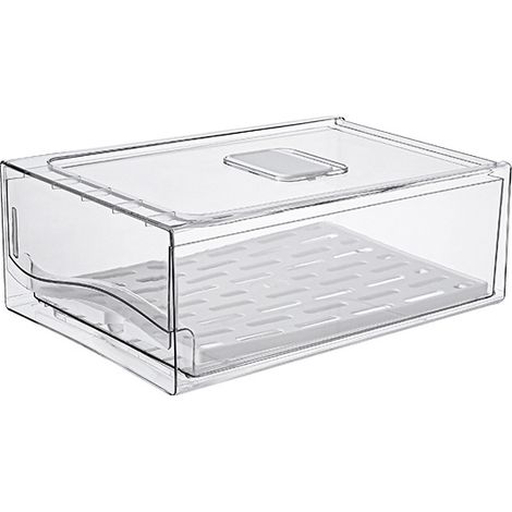 Rangement Frigo, Organisateur Frigo Transparent avec Fenêtre d'aération du plateau d'égouttage (1/5)