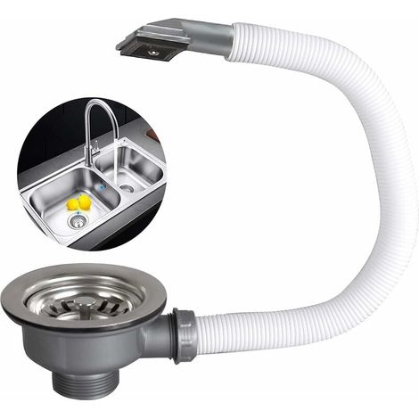 DEESSE SHOP - Évier de cuisine en acier inoxydable de la série Sink avec panier de crépine et déversement carré 1½ (114mm) (1/5)