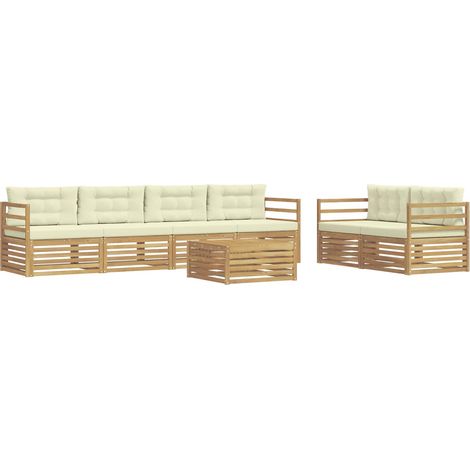 Outdoor-Sofagarnitur mit Kissen 7 pcs Weiß und Creme Polyester vidaXL (1/5)