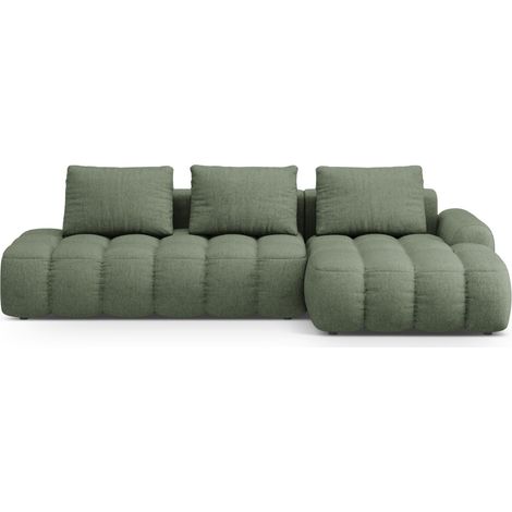Canapé-lit d'angle box 3 places tissu structurel vert olive foncé (1/5)