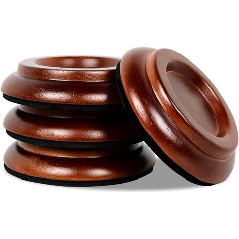 Protectores de suelo para piano, antideslizantes y con amortiguación de sonido para pianos verticales (color madera natural) - Paquete de 4 (1/5)