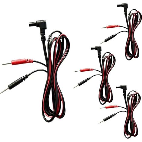Câbles TENS EMS 2 mm, Lot de 4, Câble d'Électrostimulation Universel 1,2 m, Câble de Remplacement pour Électrostimulateur, Soulagement de la Douleur, Rééducation