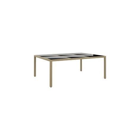 Table de jardin 200x150x75 Verre trempé-résine tressée Beige (1/5)