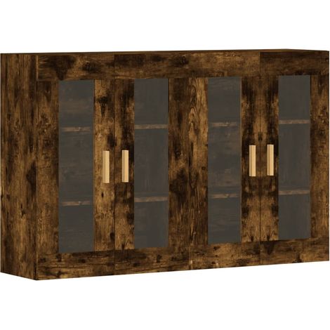 2 pcs Buffet,Bahut, Armoires murales chêne fumé bois d'ingénierie CFW60758 (1/5)
