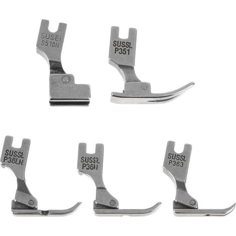 Lot de 5 pieds-de-biche pour machine à coudre industrielle Juki S518ns P36ln P36n P351 P363 (argent)