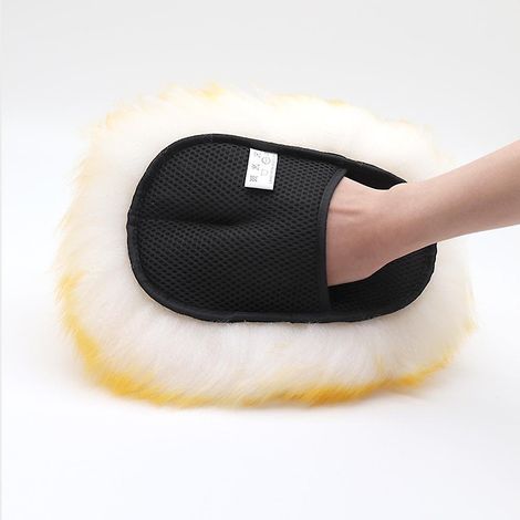 Gants de lavage de voiture en laine jaune - Brosse de nettoyage douce pour motos et machines à laver (1/5)