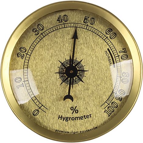 Hygromètre Mécanique Analogique pour Humidor de Cigares - Alliage Bronze, 57 mm, Écran Acrylic, Sans Batterie, Précision +/-5% (1/5)