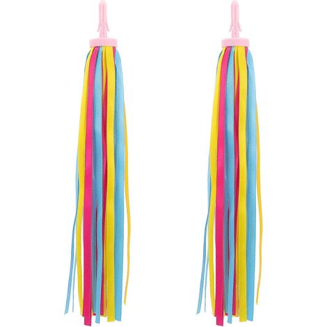 Rubans à pompons pour guidon de vélo/trottinette (2 paires) - Accessoires colorés pour enfants (1/5)