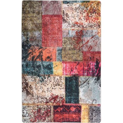 Tapis lavable antidérapant, Tapis de salon, Tapis Intérieur & Extérieur Patchwork 80x150 cm Multicolore MKS50085 (1/5)
