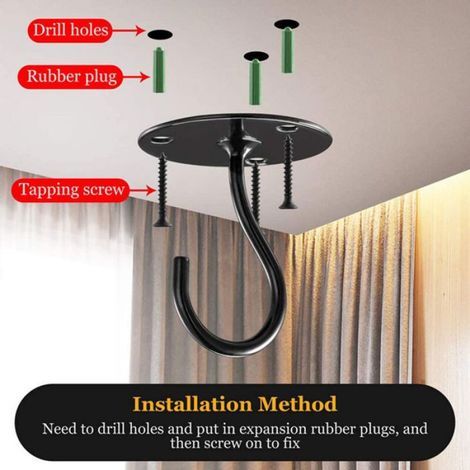 Crochet Plafond - Support Métallique pour Suspension de Pots à Plantes et Lanternes - Usage Intérieur et Extérieur - Lot de 4 (1/5)