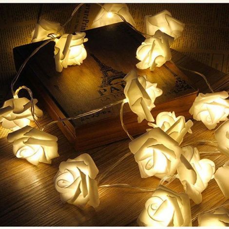 Guirlande Lumineuse LED - Roses Artificielles - 20 LED - 3 m - Fonctionne sur Piles AA - Effet Fixe et Clignotant (1/3)