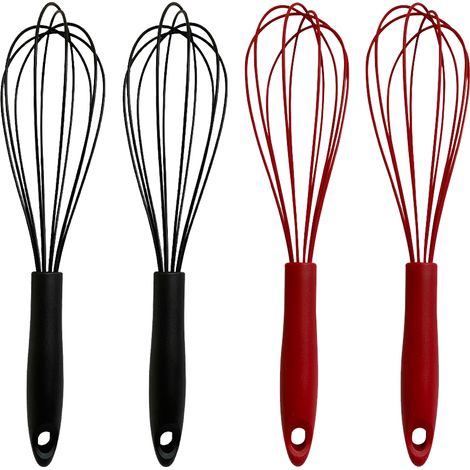 Fouet En Silicone - Acier Inoxydable Résistant Chaleur - Pour Cuisson Et Pâtisserie Anti-Rayures - Lot De 4 (1/5)