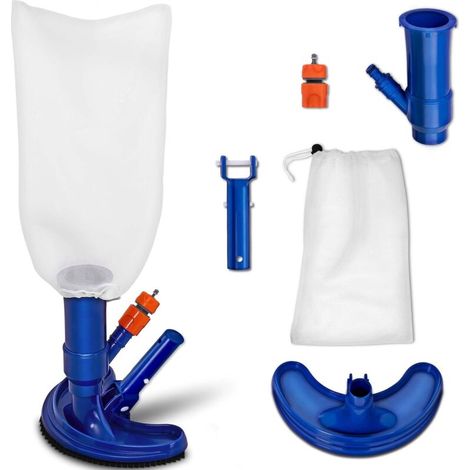 Aspirateur de Piscine à Vide Kit d'entretien pour Piscine Set d'Accessoires de Nettoyage avec Aspirateur, Sac à Feuilles, Écumoire Manche Télescopique pour Piscines, Bassins, Fontaine (5pcs) (1/5)