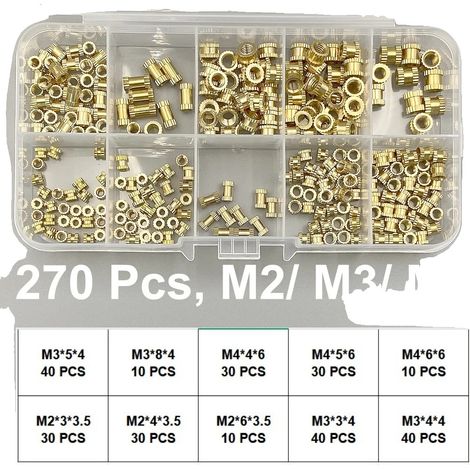 Einpressmuttern, hochwertiges Kupfer, vielseitige Verpackungsoptionen, 270 Stück M2 M3 M4 (1/2)
