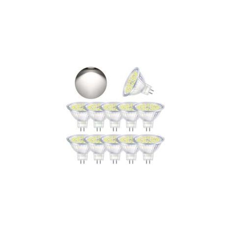 QORVA
-Ampoule LED GU5.3 Blanc Froid 6000K, MR16 LED 12V 5W Equivalent à 50W Halogène, Ampoules LED Spot Non Dimmable, Lot de 10