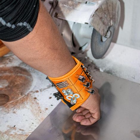 Bracelet porte-outils magnétique avec aimants puissants, bracelet ajustable pour le bricolage et la rénovation (1/5)