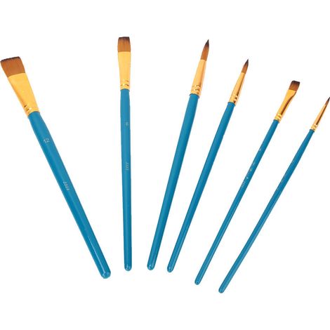 Ensemble de 6 pinceaux à dessin à manche en bois et poils en nylon pour peinture aquarelle (bleu) (1/5)