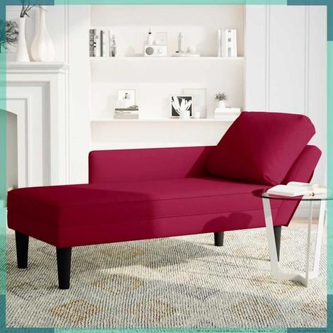 Fauteuil long - 4009811 - rouge bordeaux - coussin & accoudoir droit - revêtement velours (1/5)