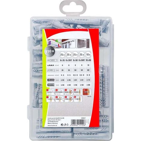 Fischer 518527 Scatola da 110 tasselli universali in nylon
