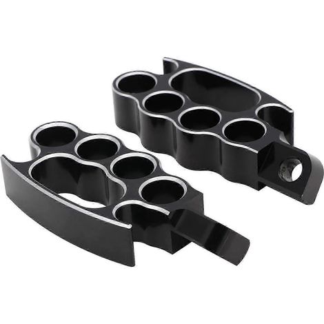 Reposapiés de aluminio CNC para motocicletas Harley Dyna Fatboy FLFB FLSTF Iron Sportster 883 1990-2017 (Negro Blanco Stroke)