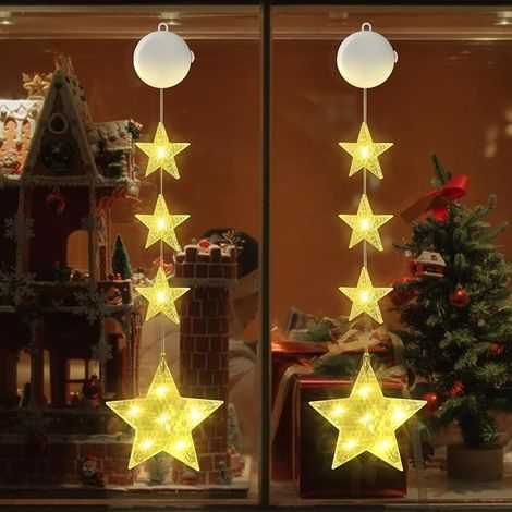 Set aus 2 sternförmigen LED-Lichterketten mit Timer und 2 Beleuchtungsmodi, ideal für Party-, Hochzeits- und Weihnachtsdekorationen. (1/5)