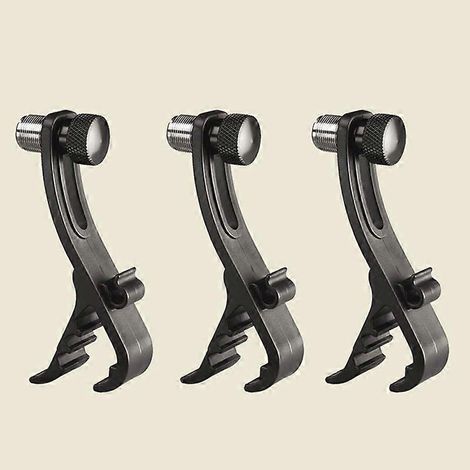 1 pince pour microphone de batterie, support de fixation sur le cercle, noir, antichoc, réglable, fixation sur le cercle de la caisse claire. (1/5)